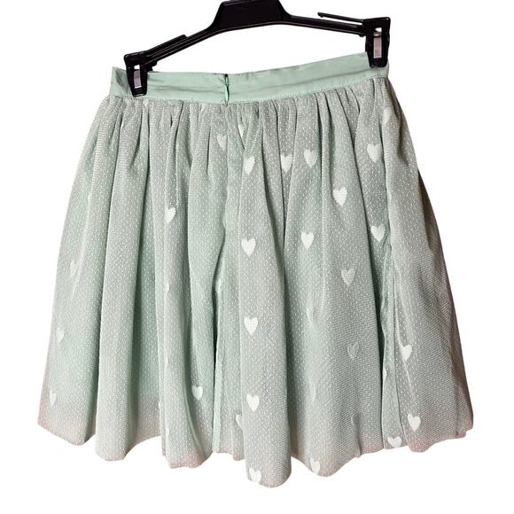 Unique Vintage Mint Green Mesh Tulle Heart Mini Skirt S 4 NWT - Picture 3 of 7